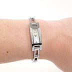 Gucci 3900L White Mother of Pearl watch on the wrist