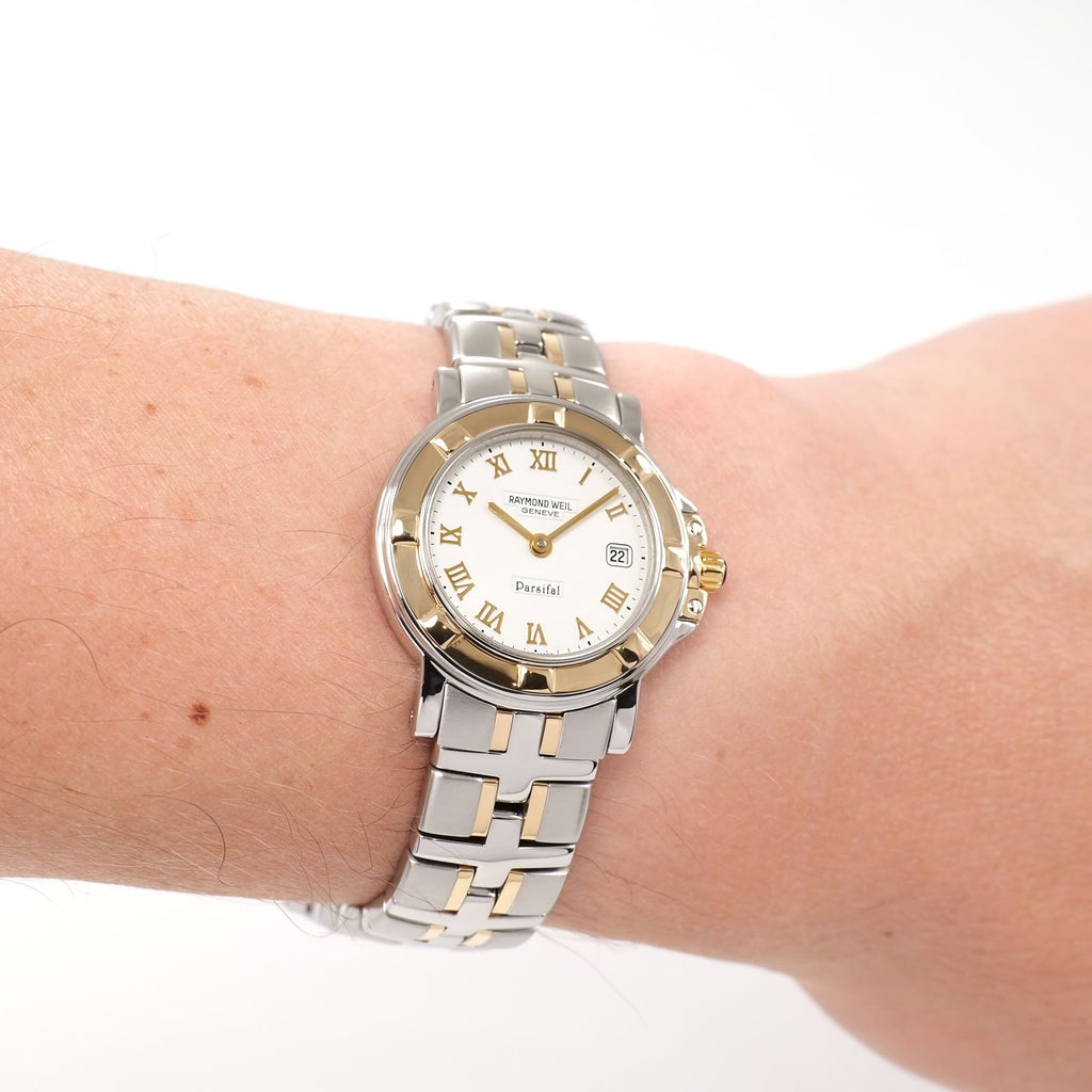 Raymond Weil Parsifal 9430 Ladies White Two Tone watch on the wrist