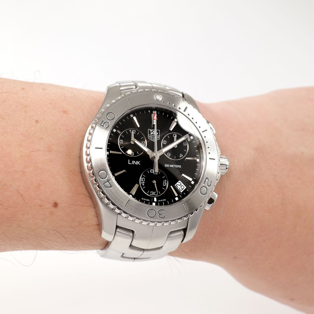 TAG Heuer Link CJ1110 Men's Chronograph Black Dial watch on the wrist