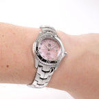 TAG Heuer Link WJ131C-1 Ladies Pink Mother of Pearl & Diamonds watch on the wrist