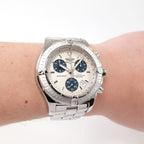Breitling Colt Chrono A73380 Silver / Blue Chronograph on the wrist