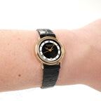 Raymond Weil Geneve 5332 Ladies Black & White Dial 18k Gold Plated watch on the wrist