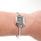 Gucci 1900L Ladies Grey Dial Square Watch on the wrist