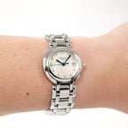 Longines PrimaLuna L8.110.4 Ladies White Mother of Pearl dial watch on the wrist