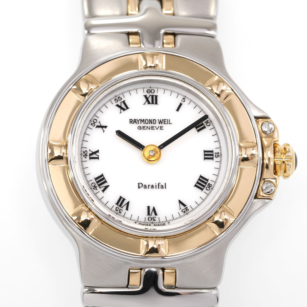 Raymond Weil Parsifal 9690 White Roman Numeral dial close up