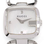 Gucci G YA125502 White Mother of Pearl Dial with 3 Diamonds close up