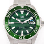 TAG Heuer Aquaracer WAY201S Green Teaked Sunburst Dial close up