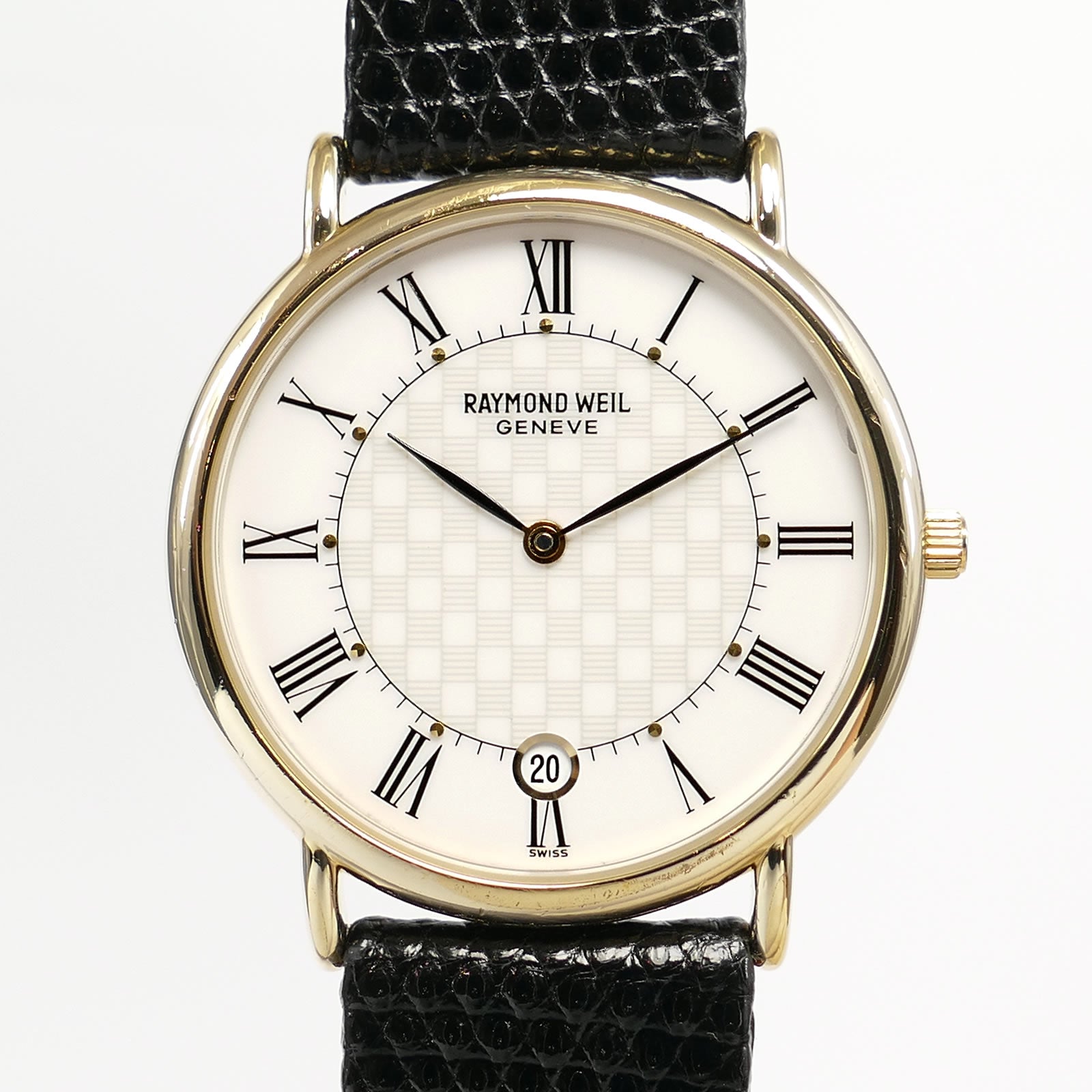 Raymond Weil 9124-2 White Chequered Dial close up
