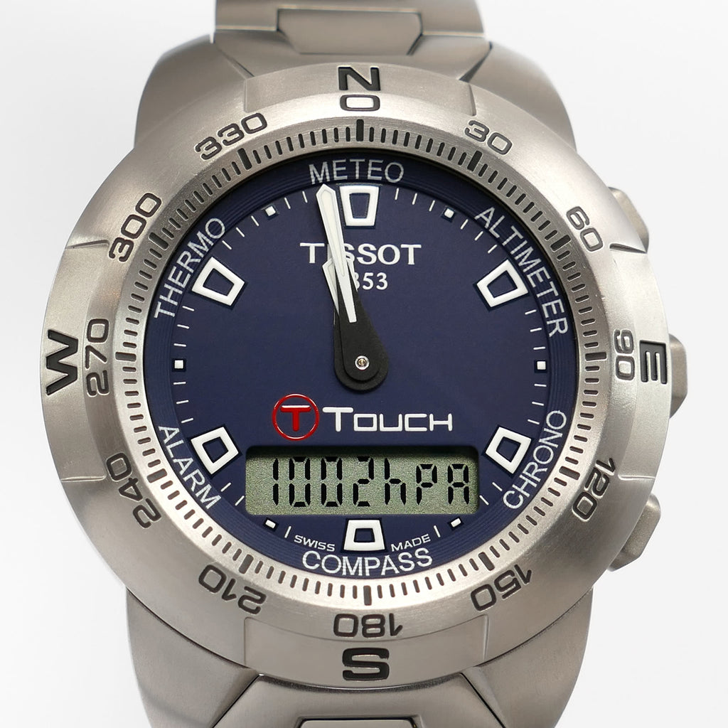 Tissot T-Touch Titanium Z253/353 Blue Dial close up