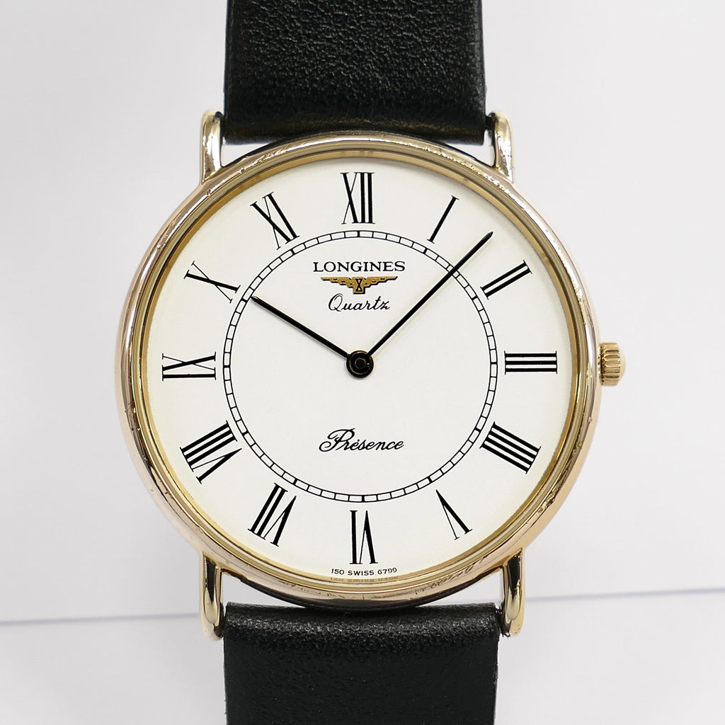 Longines Présence White Roman Numeral Dial close up