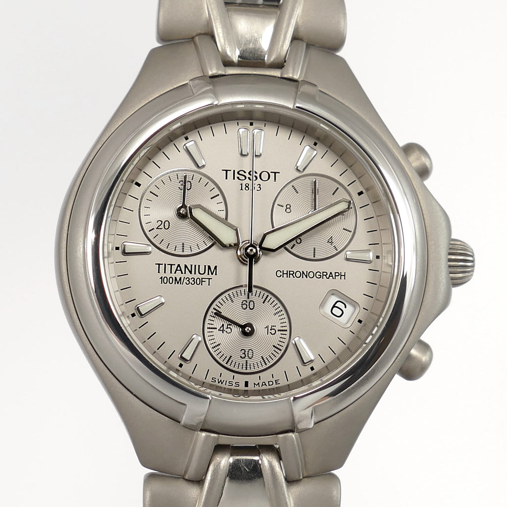 Tissot Titanium T645P Chronograph Grey Dial close up