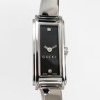 Gucci G-Line 109 Black Dial with 2 Diamonds close up