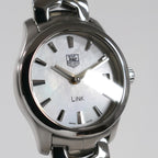 TAG Heuer Link WJF1410 White Mother of Pearl iridescent dial close up