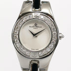 Baume & Mercier Linea 65339 Silver Guilloche Dial 24 Diamond Bezel close up