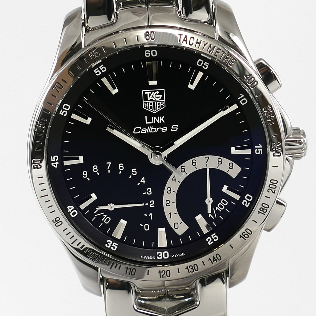 TAG Heuer Link Calibre S CJF7112 Black dial close up