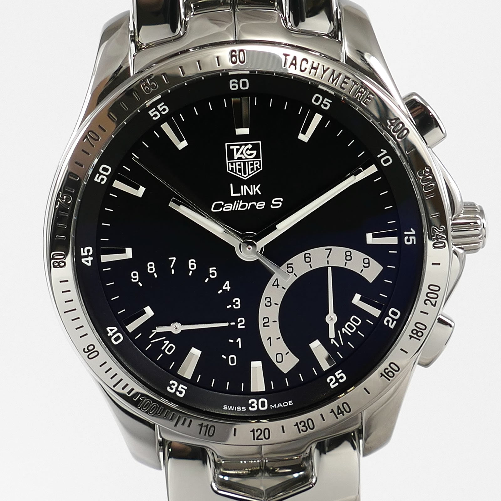 TAG Heuer Link Calibre S CJF7112 Black dial close up