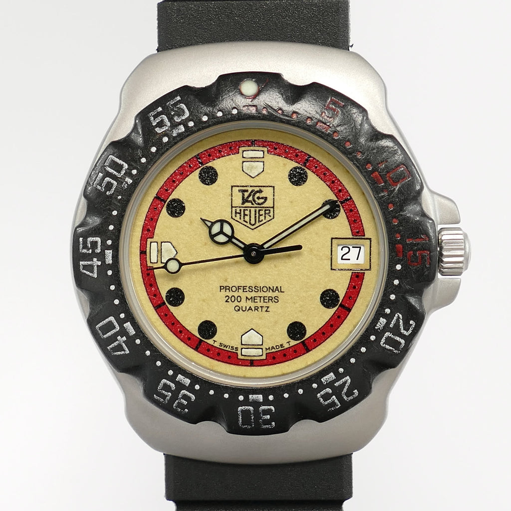 TAG Heuer Formula 1 WA1211 Luminous & Red Dial close up