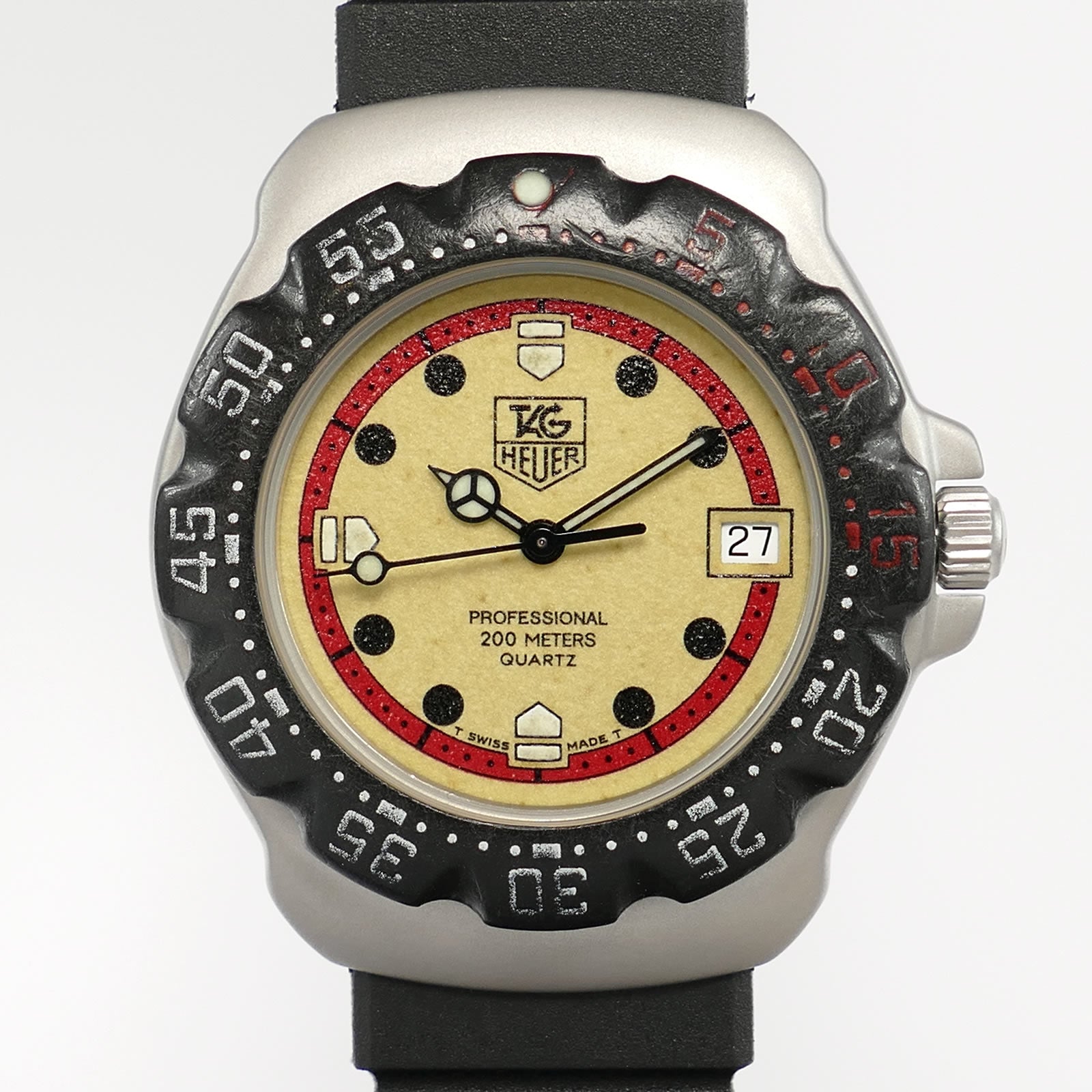 TAG Heuer Formula 1 WA1211 Luminous & Red Dial close up