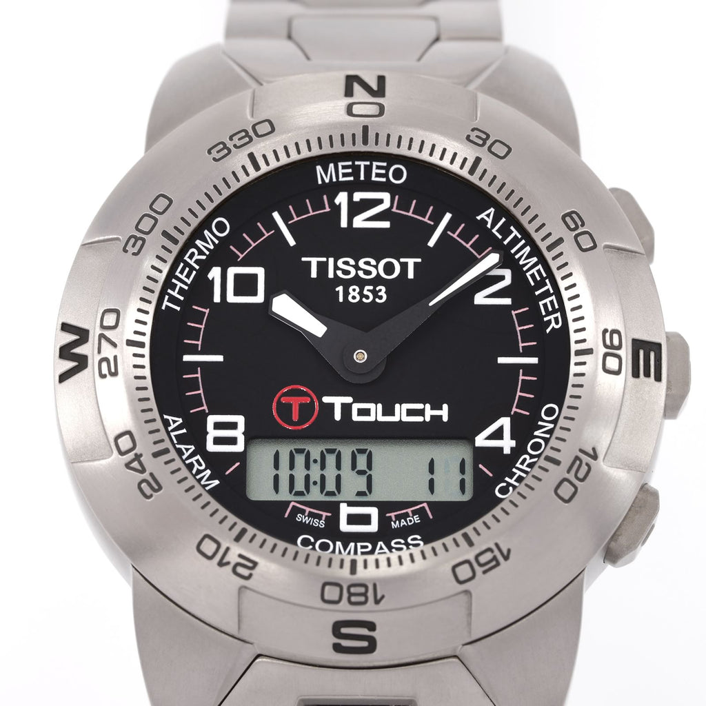 Tissot T-Touch Z253/353 Black Arabic Dial close up