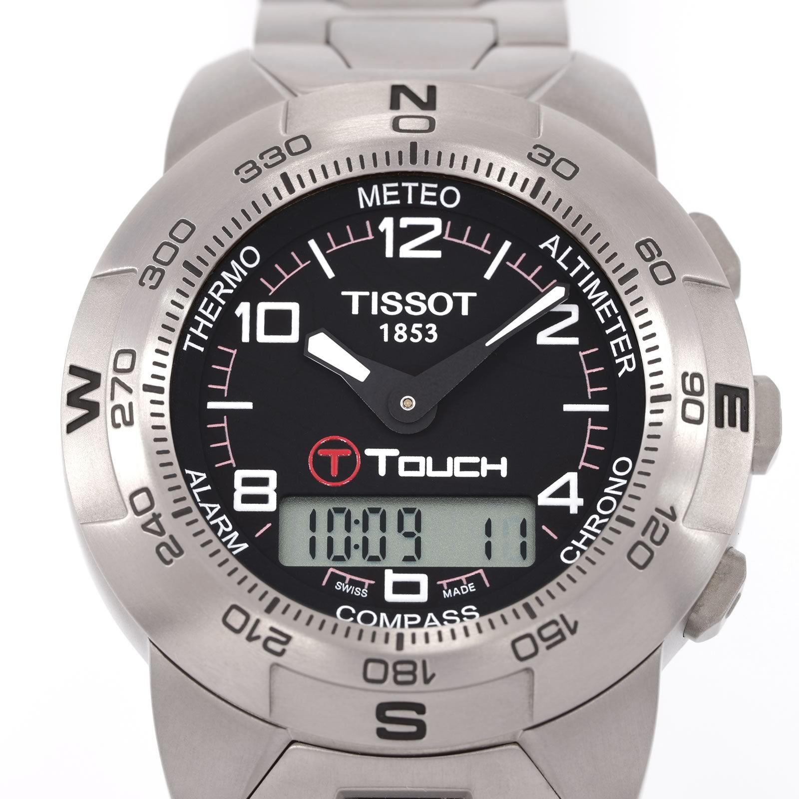 Tissot T-Touch Z253/353 Black Arabic Dial close up