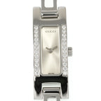 Gucci 3900L Silver Sunburst Dial with 24 Diamonds close up