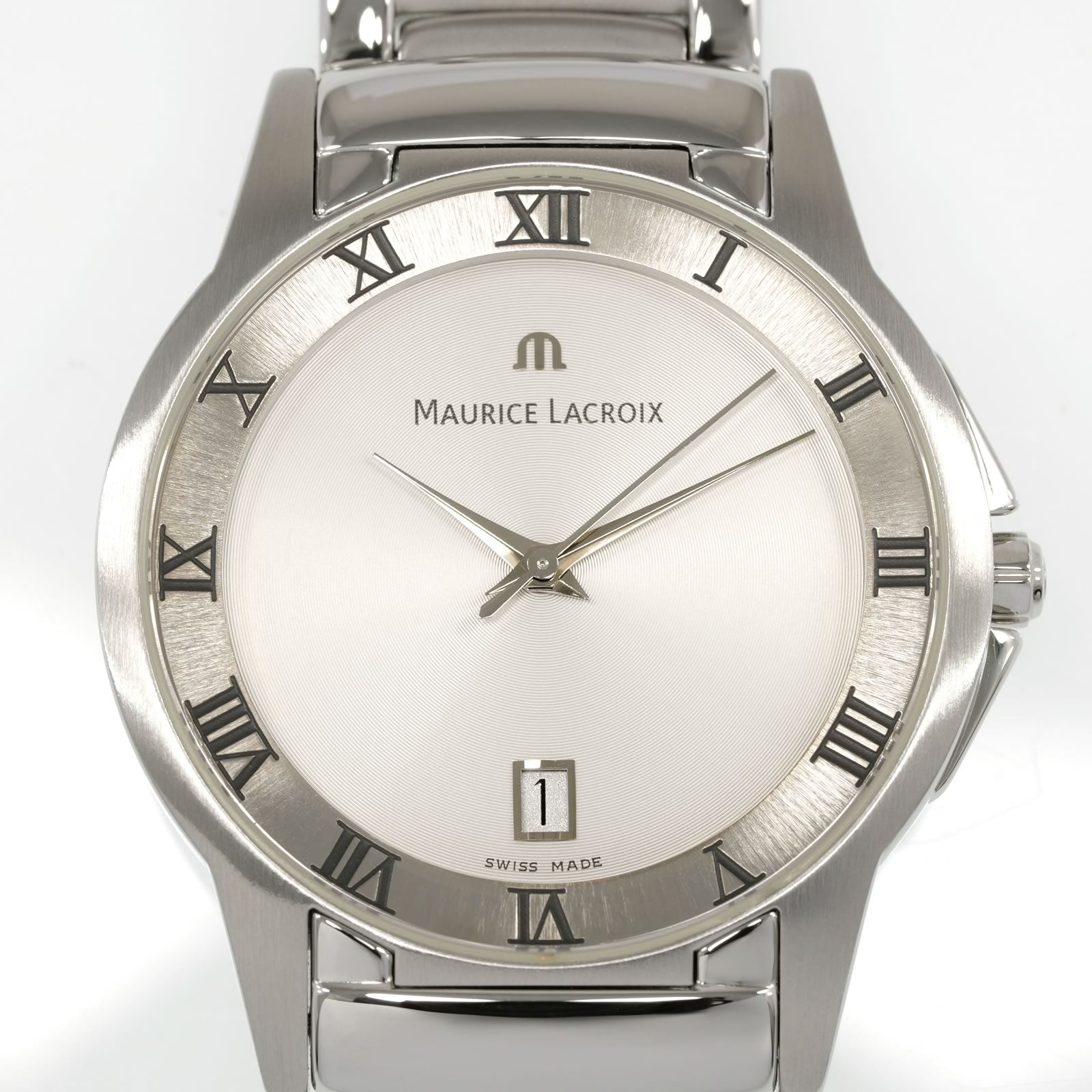 Maurice Lacroix Miros MI1016 Silver Dial with Roman Numerals close up
