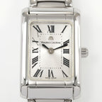 Maurice Lacroix Miros MI2021 Silver Guilloche Roman Numeral dial close up