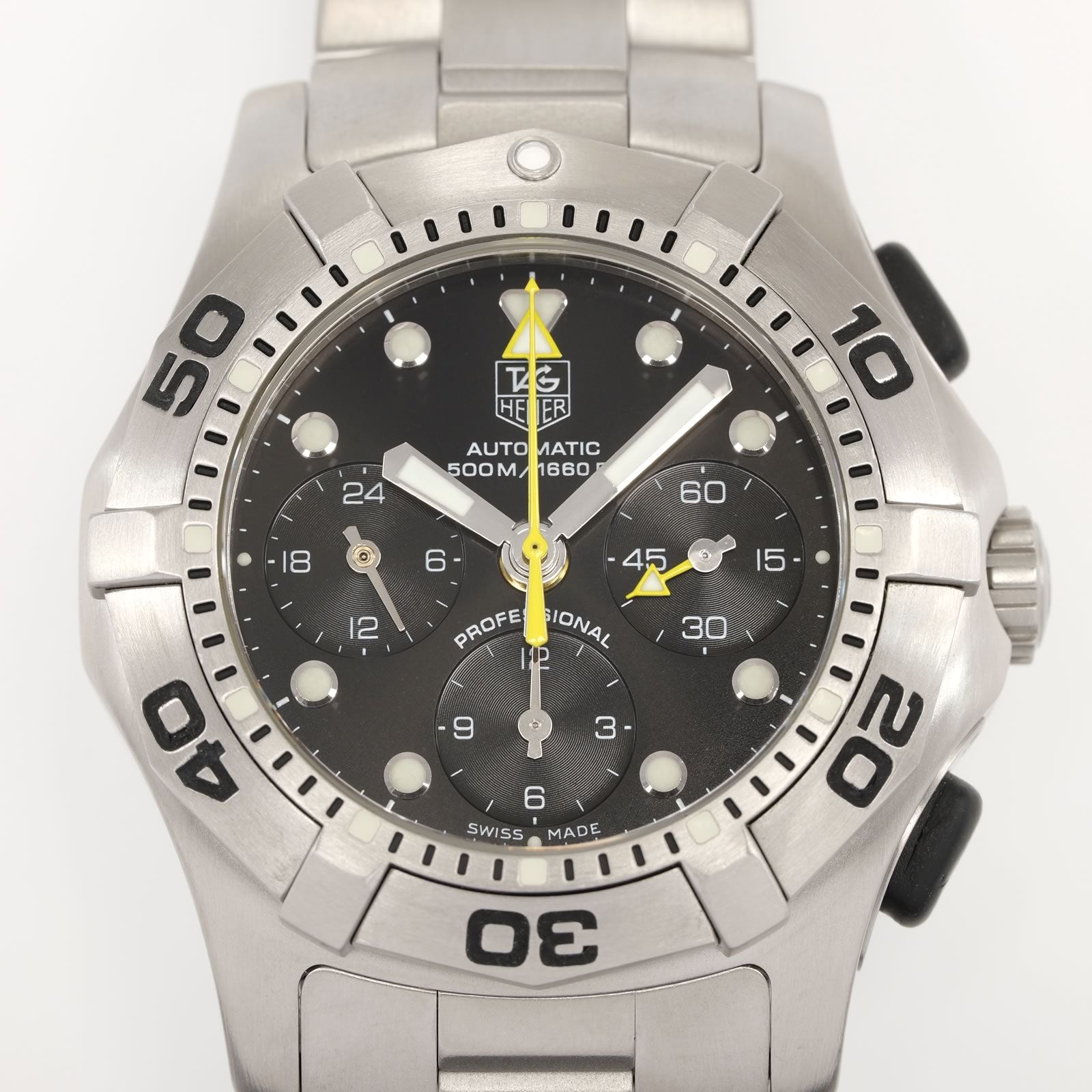 TAG Heuer Aquagraph CN211A Chronograph Black Dial close up