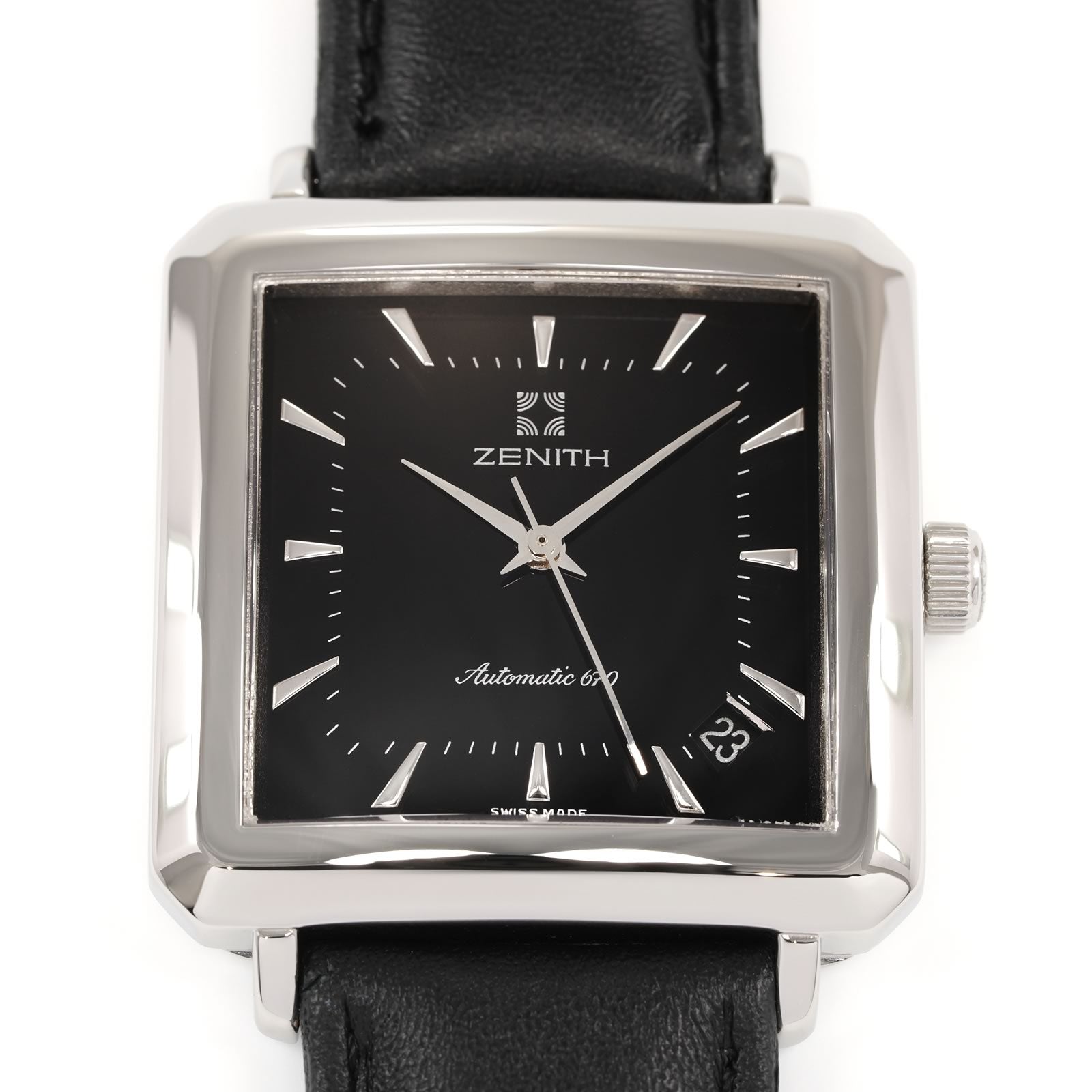 Zenith Elite 670 Automatic Black Dial close up