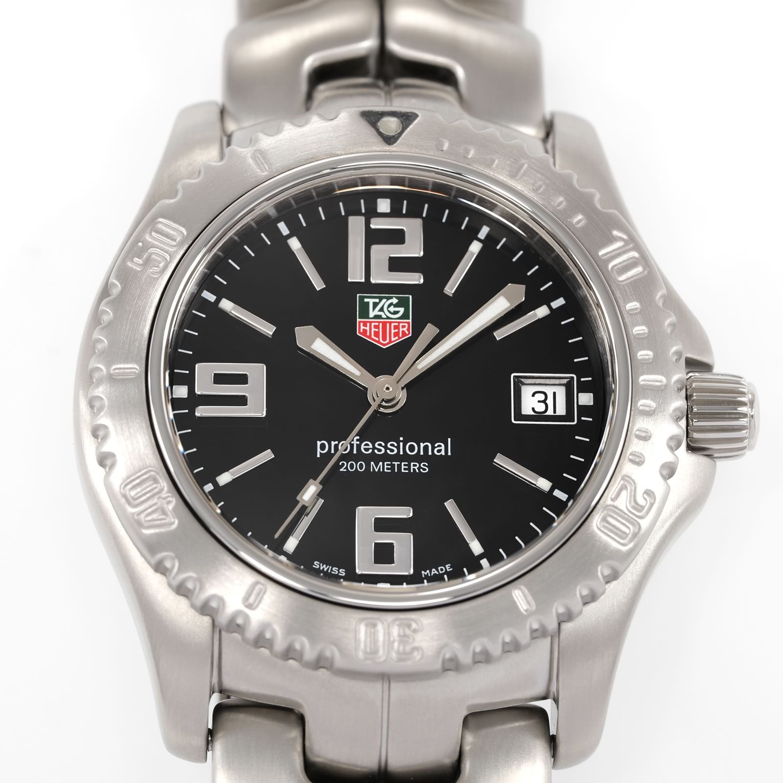 TAG Heuer Link WT1210 Arabic Numeral Black Dial close up