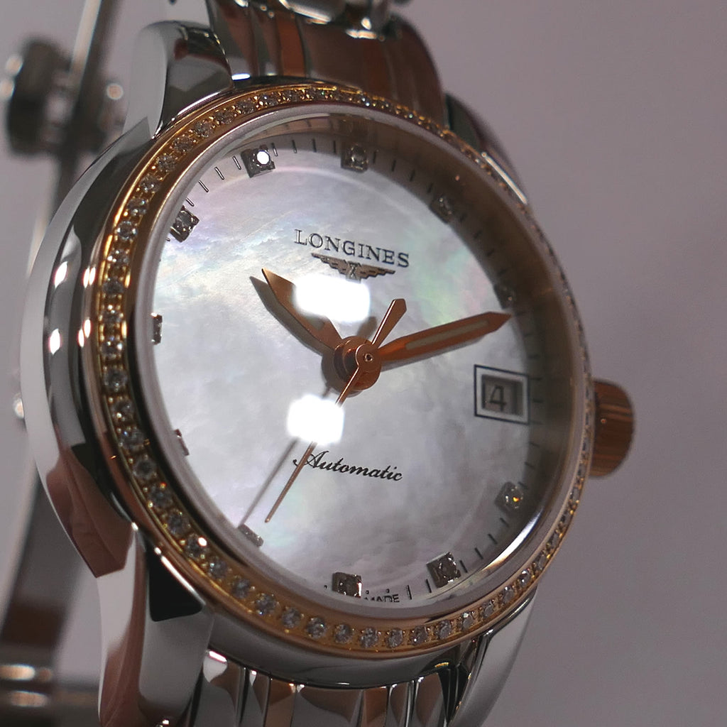 Longines Saint-Imier L2.263.5.87.7 dial close up iridescent mother of pearl