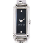 Gucci G-Line 109 Black Dial with 2 Diamonds Rectangular close up