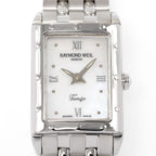 Raymond Weil Tango 5971 White Mother of Pearl rectangular dial close up