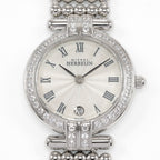 Michel Herbelin Perles 16873.B Silver Guilloche Roman Numeral Dial close up