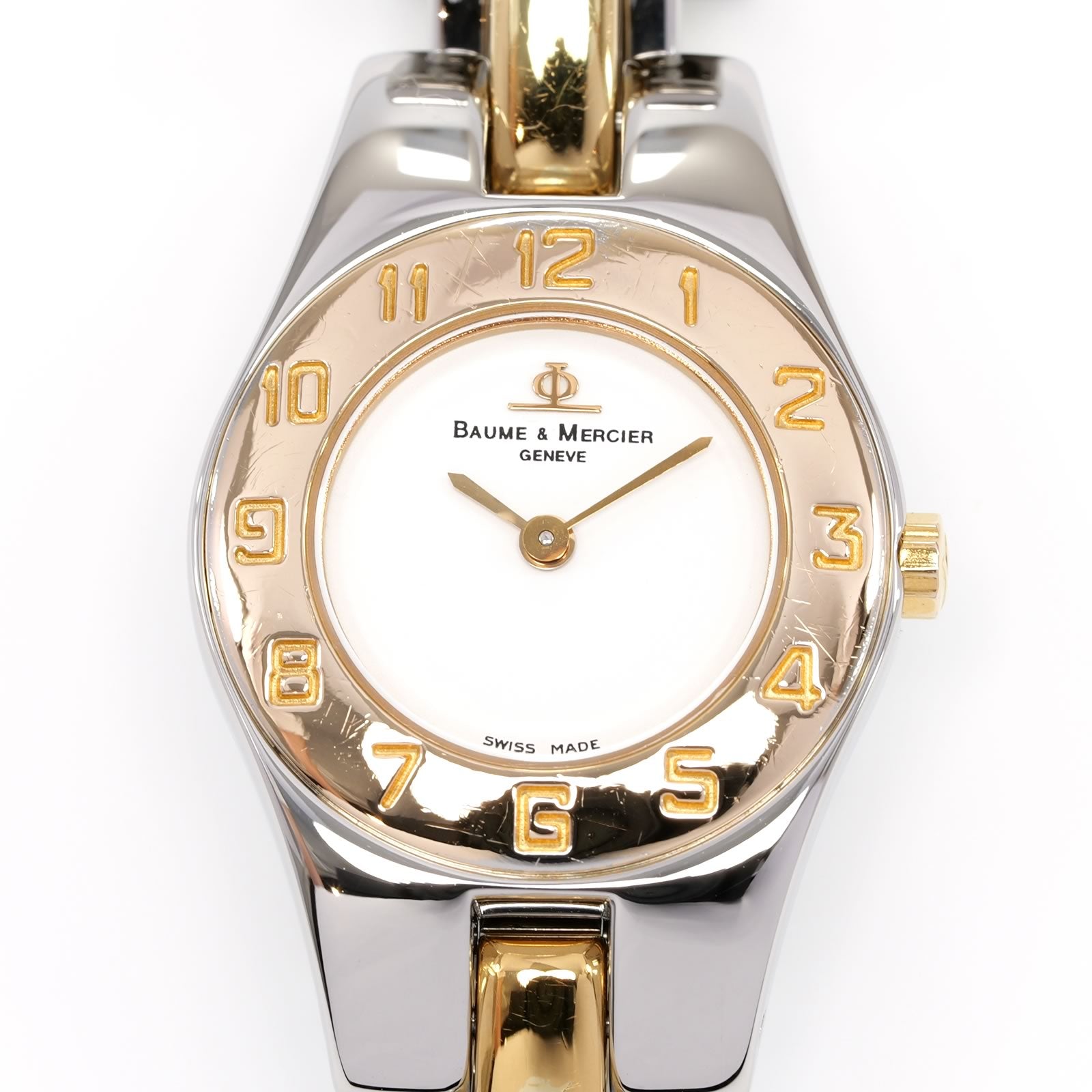 Baume & Mercier Linea White Dial 18k Gold Plated MV045203 Arabic bezel