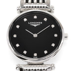 Longines La Grande Classique L4.209.4 Black Dial with diamonds close up