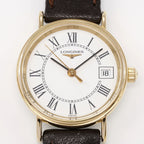 Longines Présence L4.136.2 White Roman Numeral Dial close up