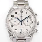 Longines Master Collection L2.629.4 Silver Guilloche Arabic numeral dial close up