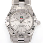 TAG Heuer Aquaracer WAF1412 Silver Sunburst Dial close up