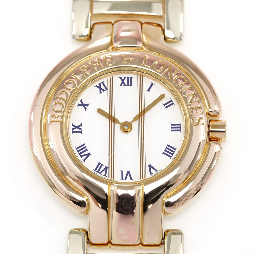 Longines Rodolphe Design White Dial blue Roman Numeral markesr close up