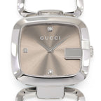 Gucci G 125.4 Brown Sunburst Dial 3 Diamond close up