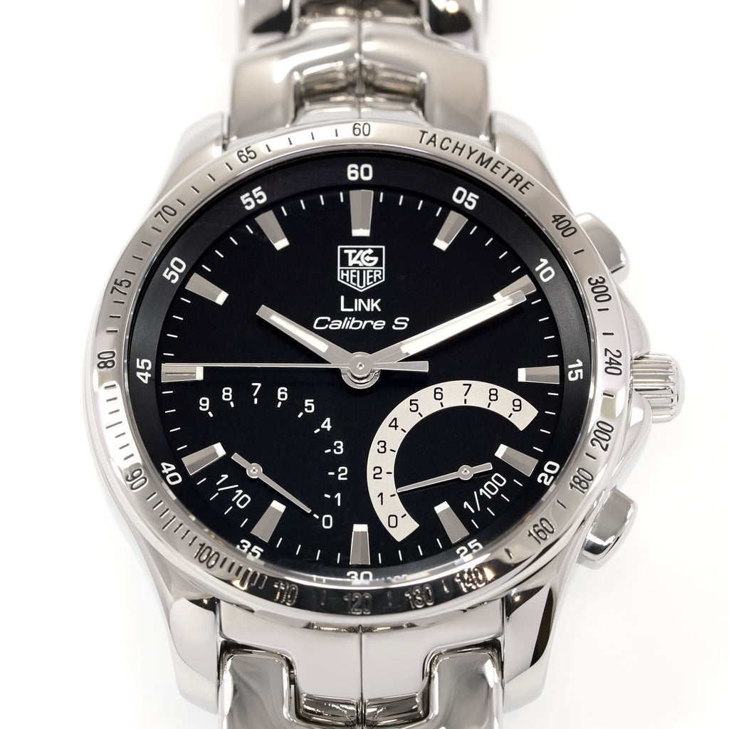 TAG Heuer Link Calibre S CJF7112 Black dial close up