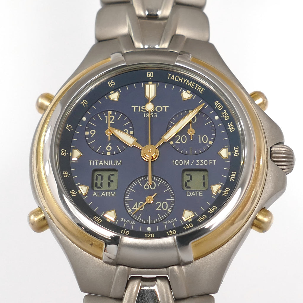 Tissot Titanium T671 Blue Dial close up