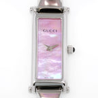 Gucci 1500L Pink Mother of Pearl iridescent dial close up