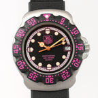 TAG Heuer Formula 1 377.513 dial close up pink orange hands