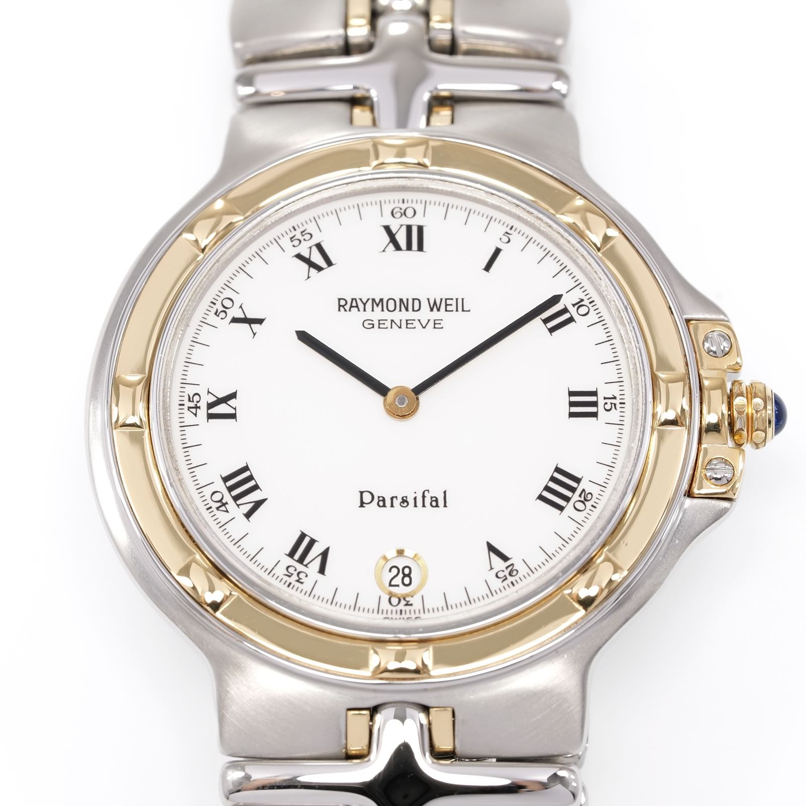 Raymond Weil Parsifal 9190 White Roman Numeral dial close up