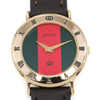 Gucci 3000L Red and Green Dial close up