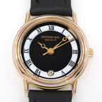 Raymond Weil Geneve 5332 Black & White Dial with Roman Numeral markers close up