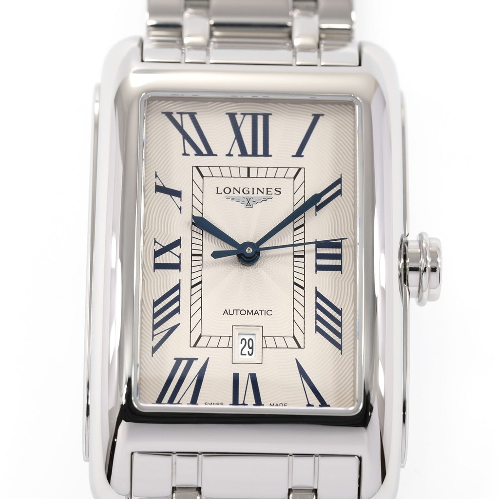 Longines DolceVita L5.757.4 Silver Flinqué dial close up