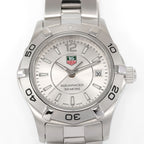 TAG Heuer Aquaracer WAF1412 Silver Sunburst Dial close up